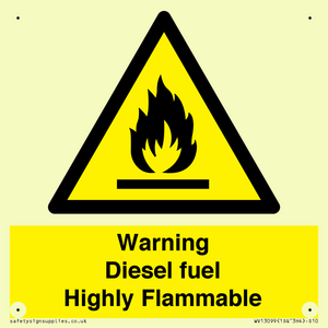 Warning diesel fuel Highly Flammable